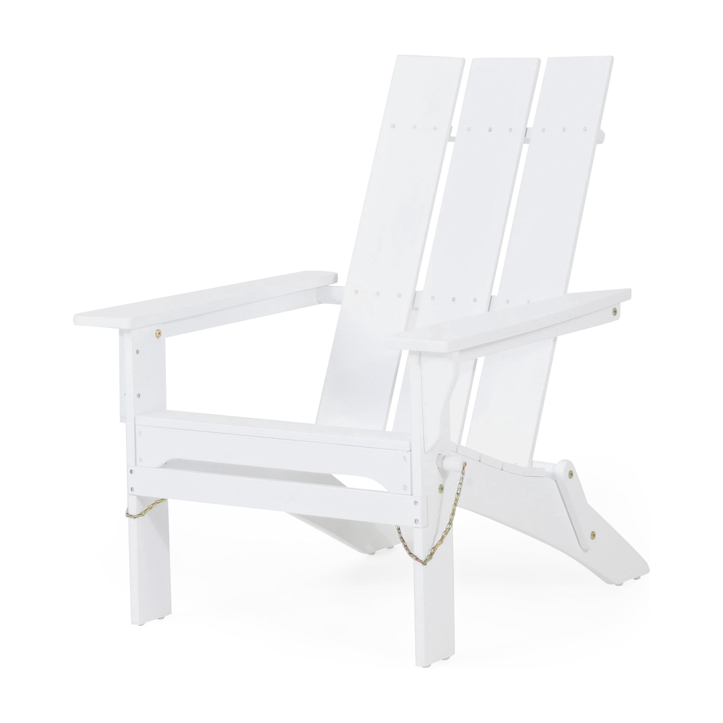 Outdoor Foldable Leisure Lounge Chair, Acacia Wood Casual Rest Chair for Patio Garden, White