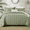 Green/White, variant on SahSahCasa Boho Quilts Queen Size, 100% Cotton Queen Comforter Set for Bed, Bohemian Geometric Striped Quilted Bedspread, White Quilt Bedding Set All Season, 3 Pieces