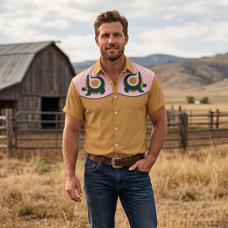 country dress shirts Men's Twill Button-Down Shirt - Regular | Snow/Currant | Size Large | Cotton western shirt for men is suitable for dances Men's Western Shirts Cowboy Rodeo