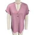 thumbnail image 3 of Blusa con cuello en V y botones Nikou, Camisa de manga corta, color liso, Respuesta rápida, 3 of 3
