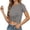 Grey, variant on Womens Crop Tops Casual Y2K Short Sleeve Basic Twist Front Tee T-Shirt