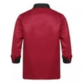 thumbnail image 4 of Chef Uniform Long Sleeve Catering Kitchen Work Shirt Men's Top for Spring Fall Professional Wear,Red,M, 4 of 4