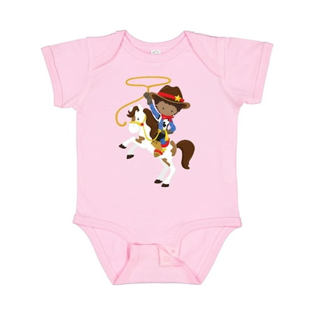 

Inktastic African American Boy Cowboy Sheriff Lasso Gift Baby Boy Bodysuit