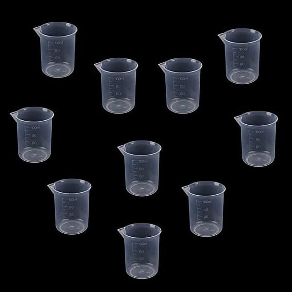 Zhuge 10 PCS 100ml Resin Mixing Cups, Liquid Measuring Cups, Plastic Beaker, Graduation Epoxy Resin Cups for Resin Epoxy Paint Food, Lab Use