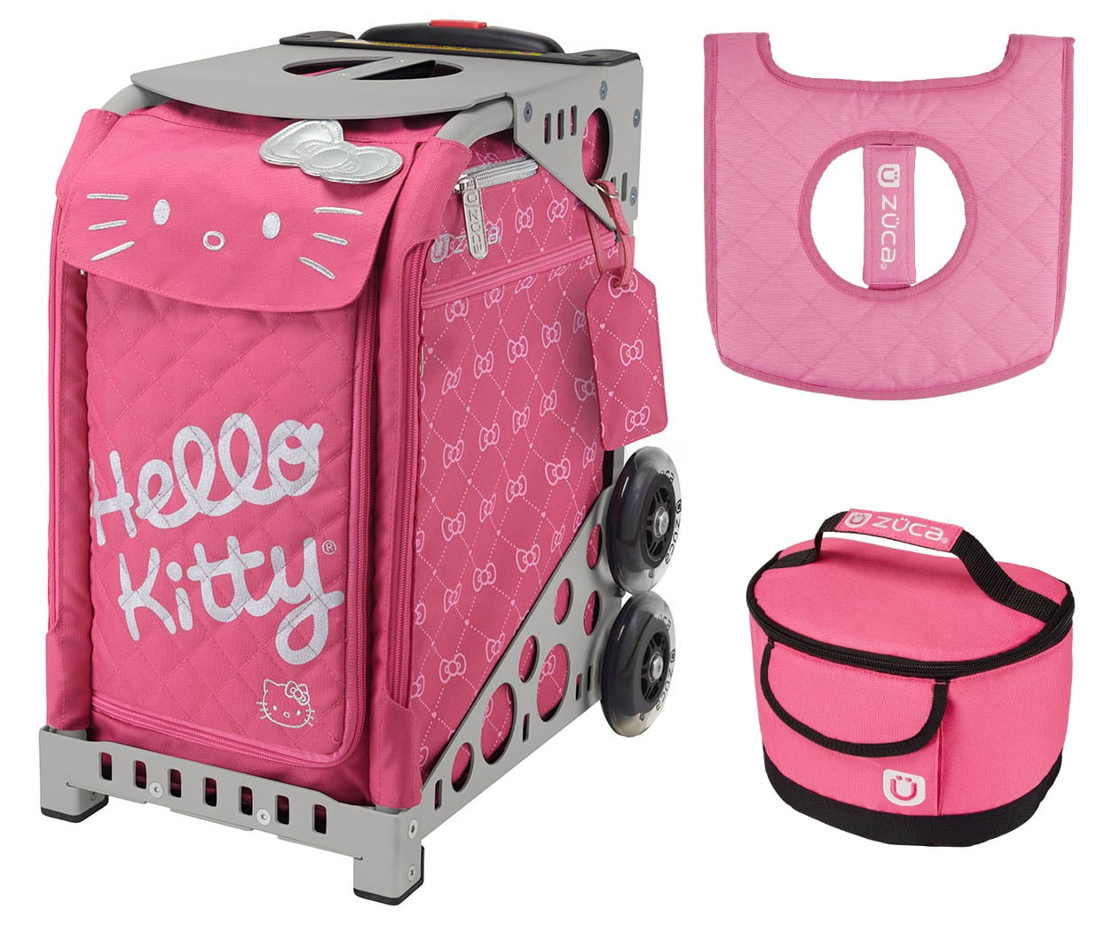 ZUCA Zuca Sport Bag Hello Kitty, Pink Luxe with Gift Lunchbox and Seat Cover (Gray Frame