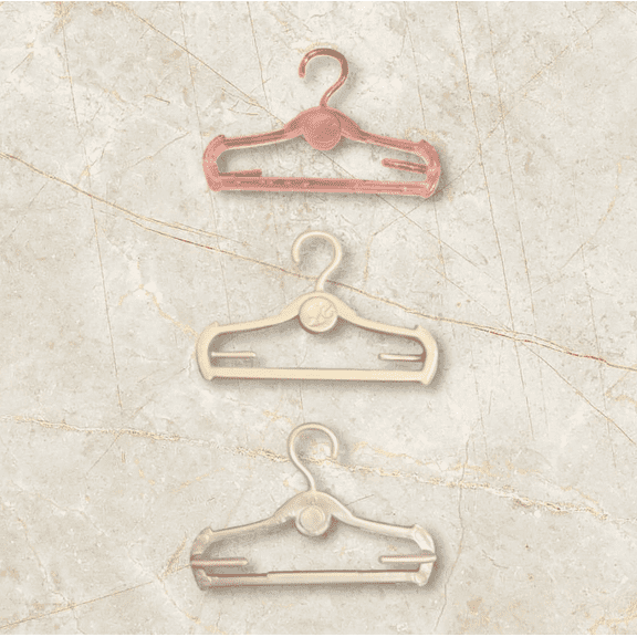 Set of 3 VTG Pink GREY Plastic Doll Clothing Clothes Hangers LOL OMG Clone Bratz