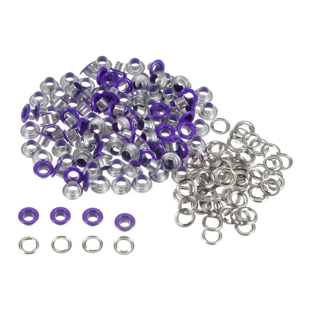 100 Juegos Ojales Kit Metal Ojales 4.5mm 0.18 Ojal Herramienta para Zapatos Ropa Cinturón Bolso Bricolaje Proyecto, Púrpura