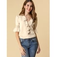 thumbnail image 3 of AllegK BluDe ManDe CampaCon Cuello En V Y Volantes PaMujer, BluCampesiDe GaInformal Vintage De Verano Beige XXL, 3 of 6