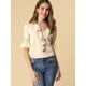 thumbnail image 3 of AllegK BluDe ManDe CampaCon Cuello En V Y Volantes PaMujer, BluCampesiDe GaInformal Vintage De Verano Beige XXL, 3 of 6