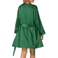 thumbnail image 2 of Women's 3pcs Satin Pajamas Set Cami Top and Shorts Sleepwear PJs Set with Robe,Dark Green, 2 of 5
