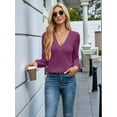 thumbnail image 5 of Womens V Neck Long Sleeve Tops Dressy Casual Fall Shirts Puff Sleeve Loose Tunic Trendy Tops Blouses S, 5 of 9