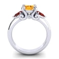 thumbnail image 3 of Diamond-Capitals 2.50 Carat Beautiful Round Citrine & Garnet Gemstone Proposal Ring for Ladies Solid 14K White Gold Size 11, 3 of 8