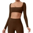 thumbnail image 1 of Chaqueta de yoga para mujer - Manga larga con almohadilla en el pecho - Camiseta ajustada y corta para entrenar, 1 of 7