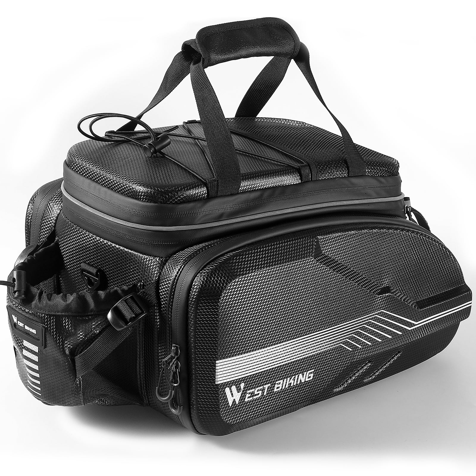 bicycle trunk bag rain cover Bike Bag, Rear Rack with Waterproof Cover, Carrying Handle BB-6025-R This Bike Trunk Bag(polyester+pvc+pu) made of water WEST BIKING 4L Waterproof Bike