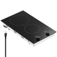 thumbnail image 1 of KFFKFF Electric Range, 12" Dual Burner Inset Electric Hob, 1800W Smooth Ceramic Surface, Glass Panel, Dial Controls, 11 Temperature Settings, 120V, Catering to Various Culinary Needs, 1 of 9