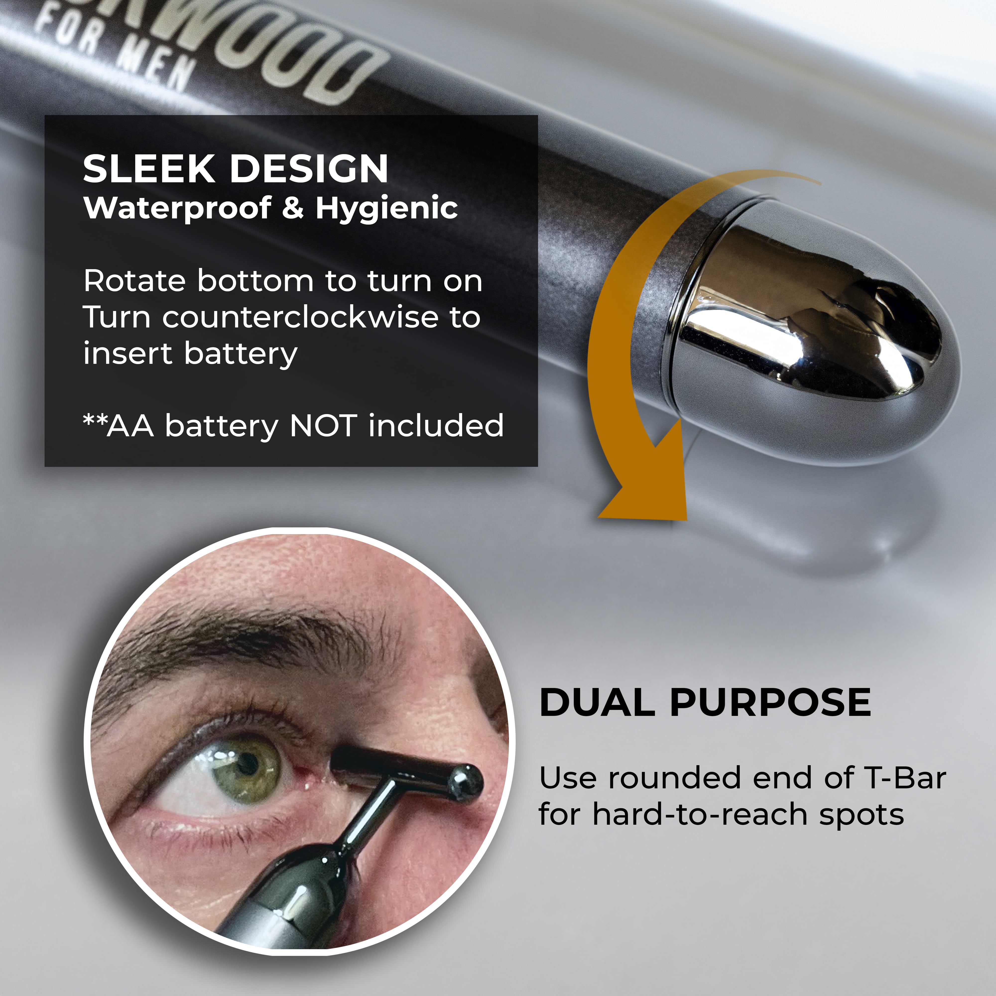 Blackwood For Men Eye Roller Facial Skincare Massager - Spa Jade Roller Alternative - Fights Puffy Eyes, Dark Circles, & Crow's Feet - Skin Tightening Self-Care Treatment