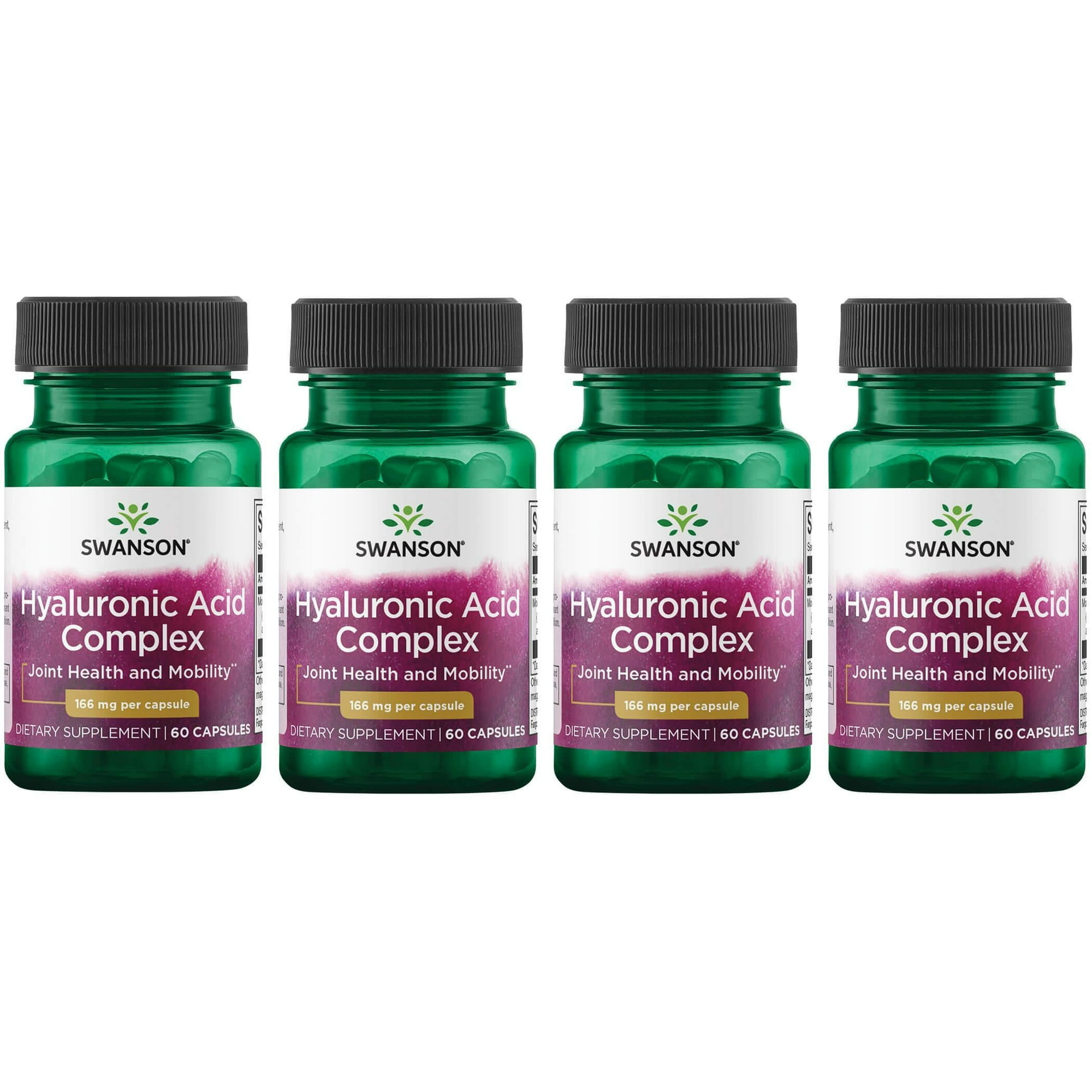 Swanson Hyaluronic Acid Complex 166 mg 60 Caps (4 Pack)