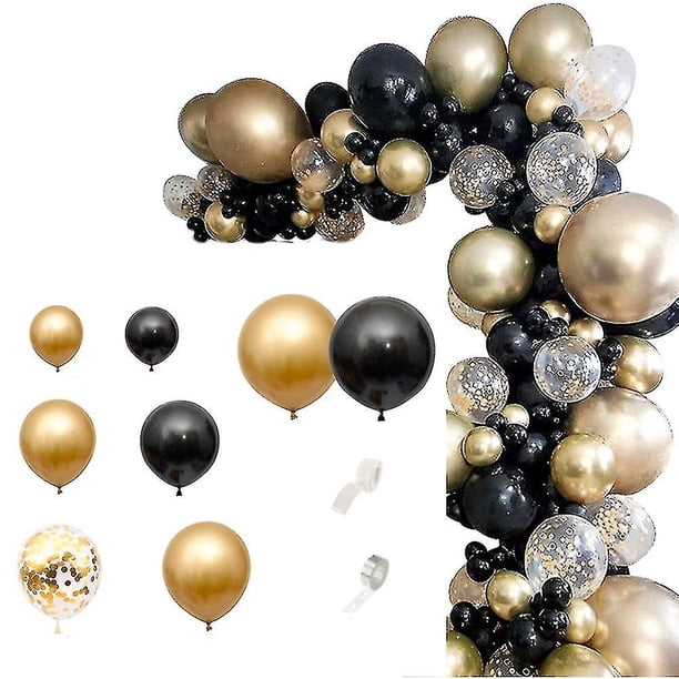 Kit de guirnaldas de Globos dorados y negros YONGSHENG 121 Uds para decoración de fiesta Navidad