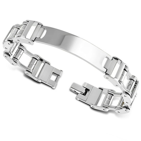 Stainless Steel Silver-Tone Gold-Tone Men's Link Name Tag ID Bracelet, 8"
