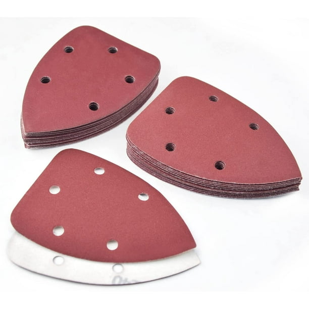 POLIWELL Detail Sander Paper 140x90mm 30Pcs 5 Holes 240 Grit Aluminum