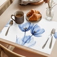 thumbnail image 3 of Tulip Flower Placemats Set of 2, Abstract Blue Transparent Floral Non-Slip Place Mats Washable Table Mats for Kitchen Dining Table Decorations Indoor/Outdoor, 3 of 9