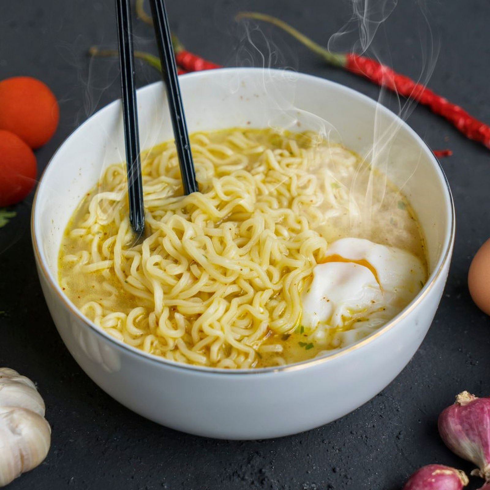 Ramen Soup Noodles 4 Flavor (2) Each: Chick'n Chow Mein, Chick'n Curry, Fire Chow Mein, Onion Chicken (2.65 Ounces) | Lemonilo |  + MerlinsMart Zine