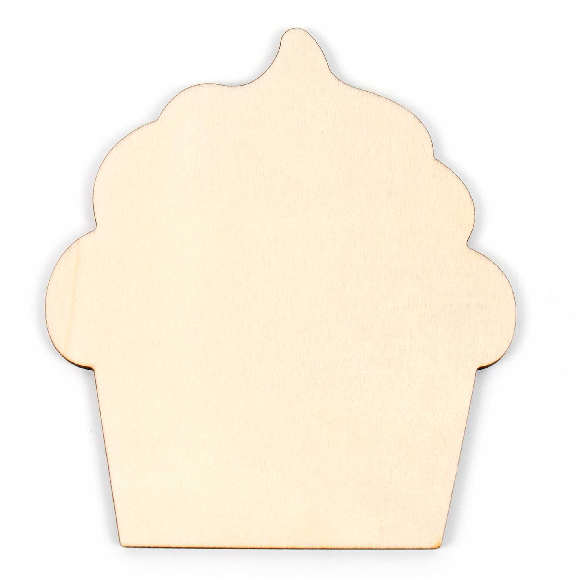 (4 pack) Hello Hobby Cupcake Wood Shape, 0.07 lbs