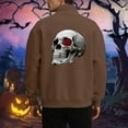 thumbnail image 2 of Mens Sweatshirts Loose Casual Fall Winter Quarter Zipper Halloween Print Stand Collar Hoodless Long Sleeve Tops Soft Outdoor Activities Mens Sweatshirt Brown S, 2 of 4