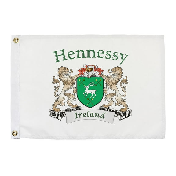 Hennessy Irish Coat of Arms Small White Flag - 16"x10.5" inches