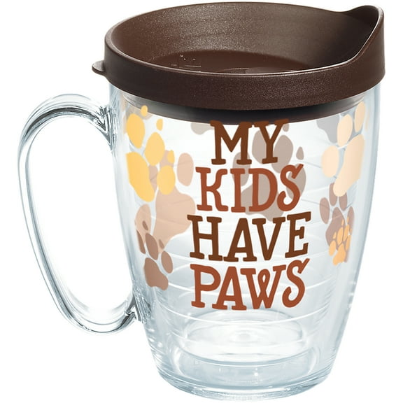 Tervis My Kids Have Paws Made in USA Double Walled Insulated Tumbler Travel Cup Keeps Drinks Cold & Hot, 16oz Mug, Clear