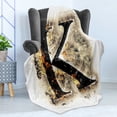thumbnail image 4 of Letter K Soft Flannel Fleece Throw Blanket, Smoked Letter K Alphabet in Blaze with Grunge Design Ignited Writing, Cozy Plush for Indoor and Outdoor Use, 50" x 60", Tan Black Orange, by Ambesonne, 4 of 5