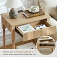 thumbnail image 3 of Wirrytor Slim Nightstand with Charging Station and Storage Drawer, Space Saving Bedside Table for Small Bedroom, Fluted Wood End Table with Shelf, 3 of 5