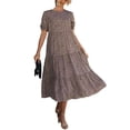 thumbnail image 4 of xiaxaixu Robes d'Été pour les Femmes en Vrac Midi Manches Courtes O Cou une Ligne Robe Dot / Léopard Imprimer Mignon Robe, 4 of 6