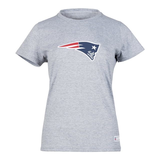 NFL Playera Aficionado Básica New England Patriots Gris para Mujer, Talla Grande