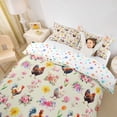thumbnail image 2 of Erosebridal Farmhouse Rooster Duvet Cover Set for Kids Girls, Pink Flower Floral Bedding Full, Stars Reversible, 3pcs 1 Duvet Cover and 2 Pillowcases, No Comforter, 2 of 6