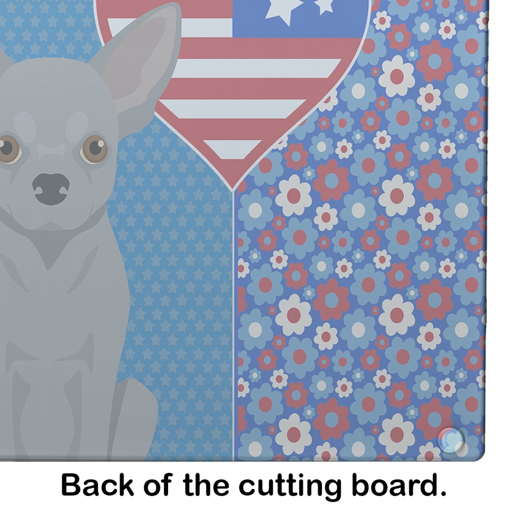 Silver Chihuahua Glass Cutting Board Large 12 in x 15 in