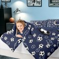 thumbnail image 4 of meiyoeat Soccer Letter C Twin Comforter Sets for Boys, Ball Field Bedding Set, Navy Blue, Blue Reversible, 2-Piece, 1 Comforter and 1 Pillowcase, 4 of 6