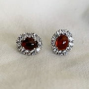 Carillon Hessonite Gemstone 3.63 ct 925 Sterling Silver Stud Earrings for Women