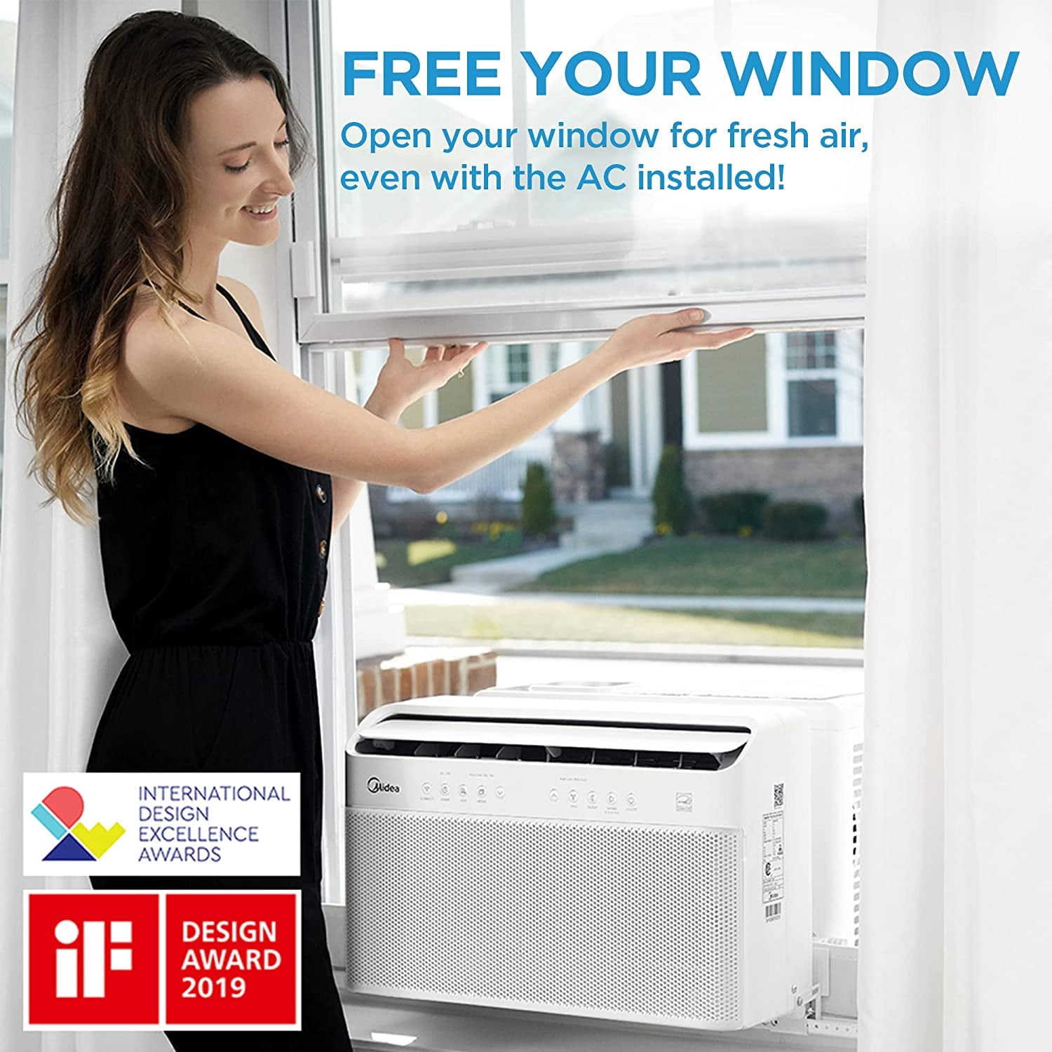 Midea 8,000 BTU Window Air Conditioner - Smart Inverter U-Shaped - Cools Up To 350 Sq Ft - Wi-Fi - White