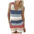thumbnail image 2 of jsaierl Rompers for Women Plus Size Fashion Striped Print Pockets Short Pants Sleeveless Buttons Shorts Jumpsuit, 2 of 5