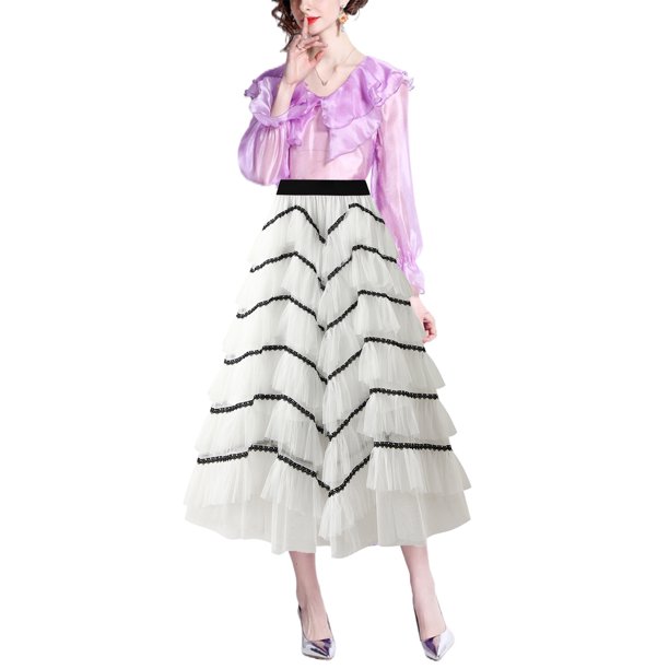 Txlixc Falda de TUL de estilo femenino de longitud media Txlixc moda