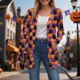 thumbnail image 2 of Towmus Halloween Cardigan For Women Fashion Cute Pumpkin Print Cardigans Sweaters Casual Open Front Long Sleeve Coats With Pockets, 2 of 6