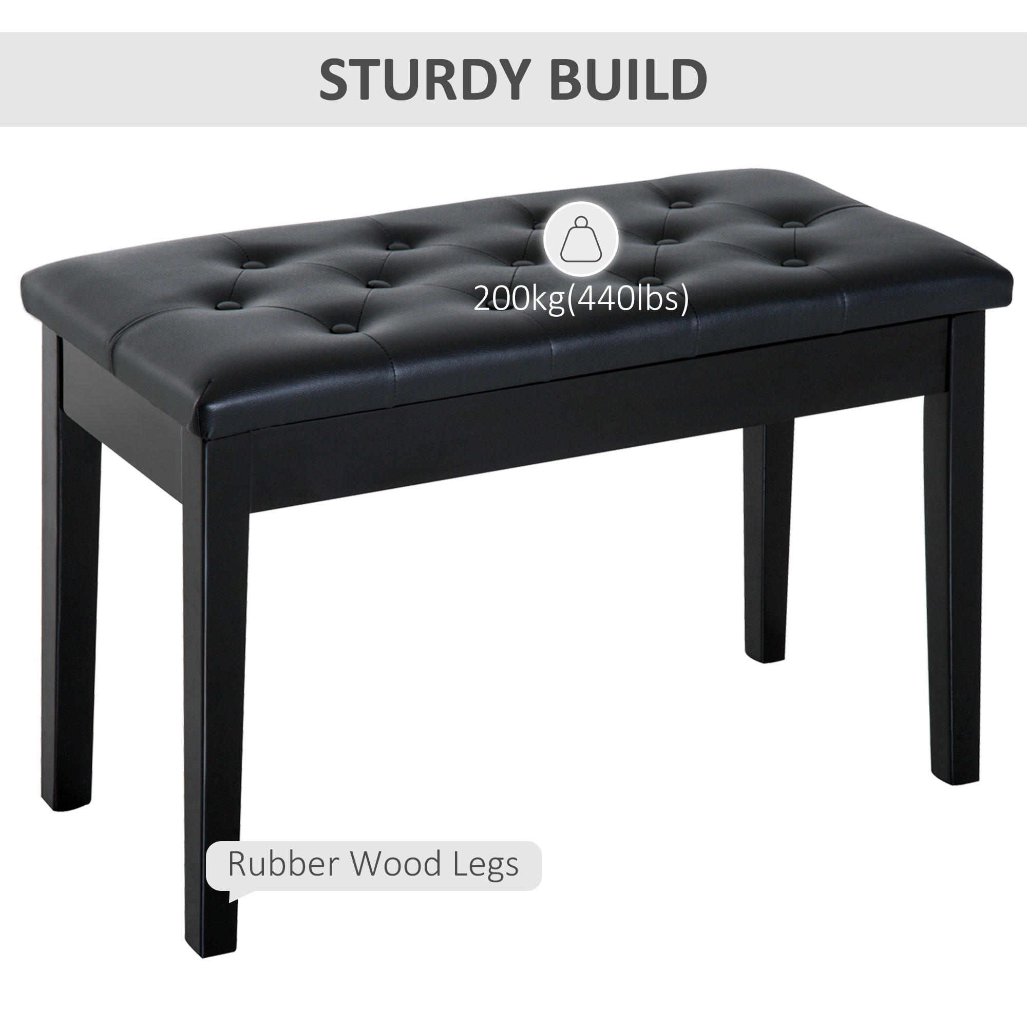 HomCom Urban Tufted & Storage Bench, Black