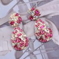 thumbnail image 3 of Laklulu - 3 pares de pendientes colgantes geométricos rectangulares, pendientes de aro colgantes bohemios para mujer, pendientes colgantes de color rosa intenso, pendientes colgantes ligeros y, 3 of 5