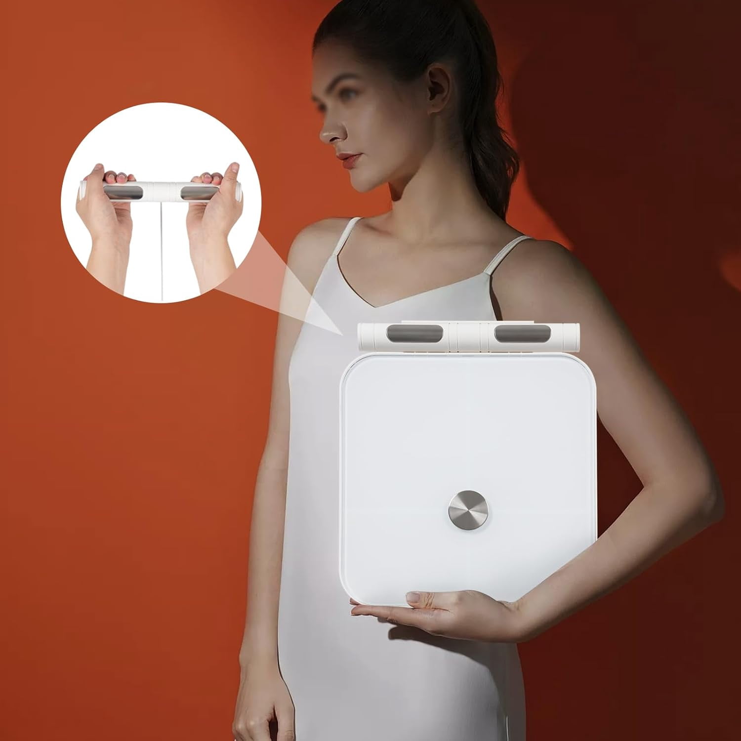 Modern Intelligent Electronic Scale 8 Eletrode Body Scale, Tempered Glass Digital Body Weight Bathroom Scale for Adults and Kids & Seniors - White