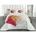 thumbnail image 2 of Ambesonne Geometric Quilted Coverlet 3 Pcs, Lion Head, Queen Size, White Pink Orange, 2 of 4