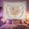 thumbnail image 2 of Watercolor Floral Basket in Oval Vine Wreath on Light Blue Background, Romantic Boho for Flower Lovers, Botanical Floral Art, Mother's Day Gift, Tapestry Wall Hanging for Living Room and Bedroom, 2 of 7