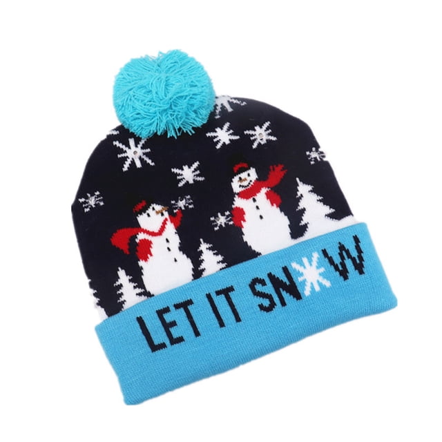 Outdoor Lights Christmas Decorations Christmas Decorations Knitted Christmas Hats Colorful Luminous Knitted Hats High-End Christmas Hats for the Elderly Christmas Decorations Lights Outdoor