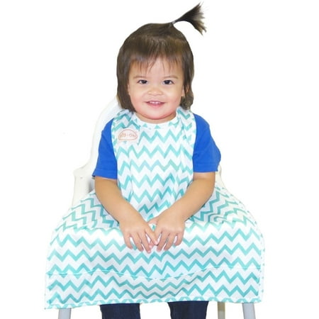 BIB-ON, A New, Full-Coverage Bib and Apron Combination for Infant, Baby, Toddler Ages 0-4. One Size Fits All! (Teal