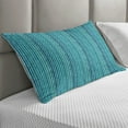 thumbnail image 2 of Abstract Quilted Pillowcover, Wavy Stripe Pattern with Grunge Design Swirls Pattern Antique Composition, Standard King Size Accent Pillow Cover Bedroom, 36" x 20", Aqua Blue Turquoise, by Ambesonne, 2 of 2
